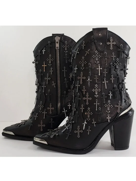 Dolls Kill WIDOW Cross Idol Worship Cowboy Boots, Size 9 *NEW & RARE!* - Picture 4 of 10